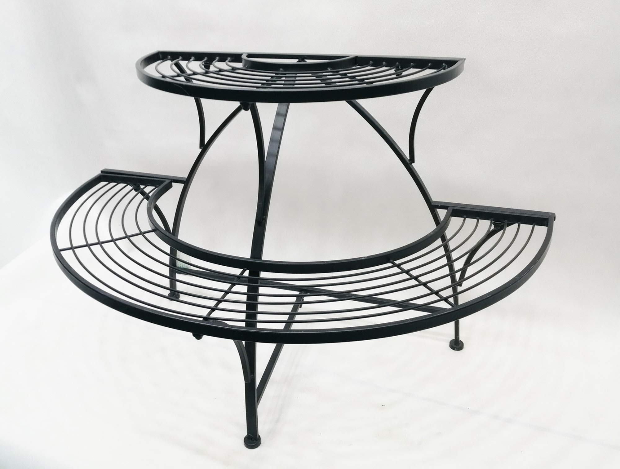 Hi-Line Gift Black Semi-Circle Plant Stand - Decorative Display Shelf for Indoor Plants, Home Decor & Office Decor | Perfect for Succulents, Small Potted Plants & Home Organization