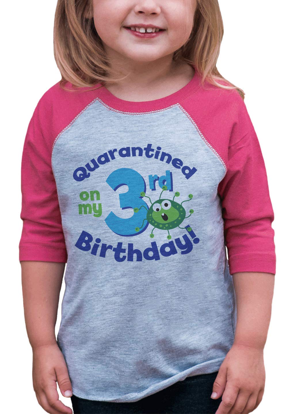 7 Ate 9 Apparel Girls' 3rd Birthday T-Shirt - Cute & Comfortable Kids' Top for Parties, Quarantine & Germ Protection - Perfect for Birthday Celebrations, Playdates & School Events