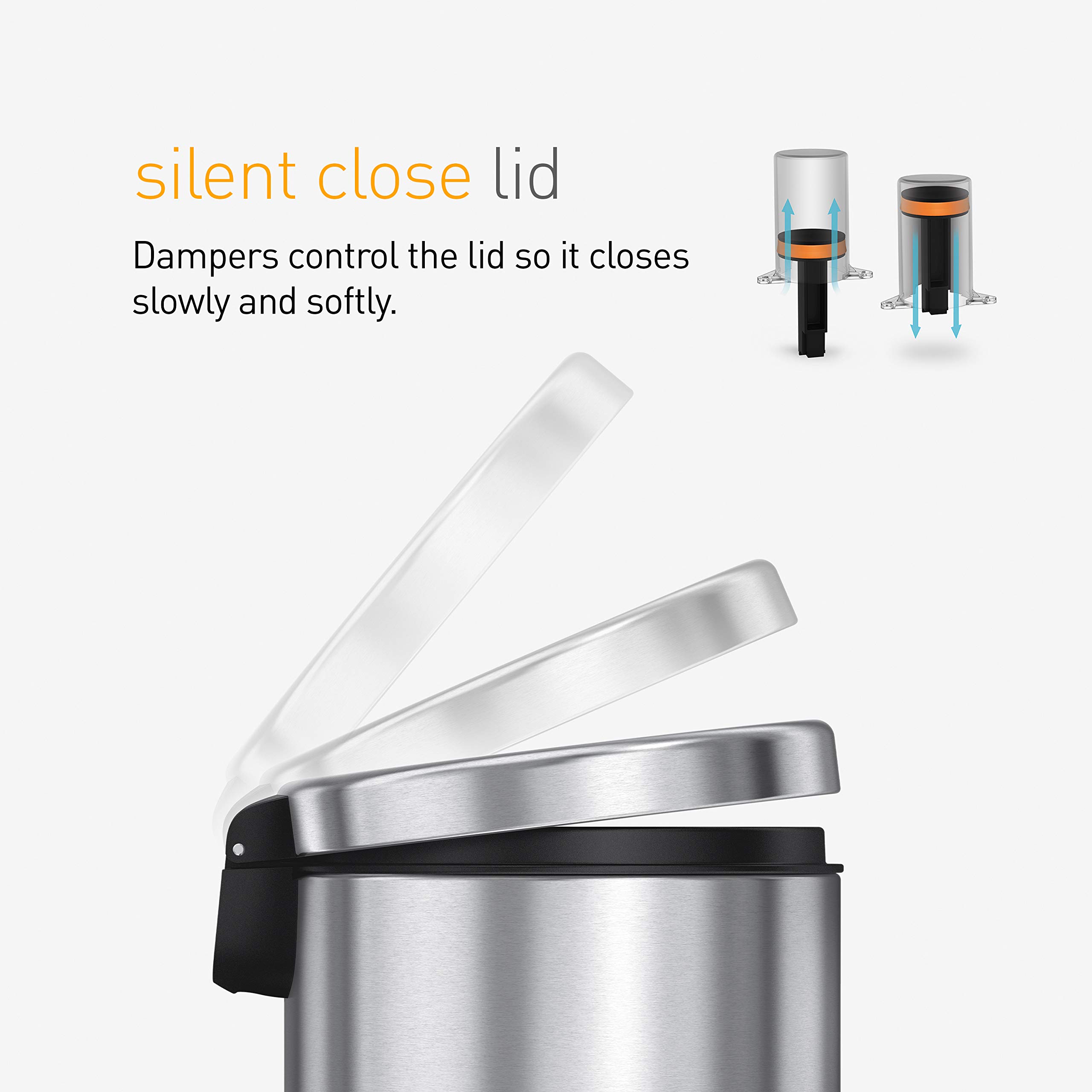Simplehuman 4.5 Liter White Steel Bathroom Trash Can - Perfect for Small Spaces, Powder Rooms & Vanities | Durable & Stylish Waste Bin for Home, Office or Hotel Use