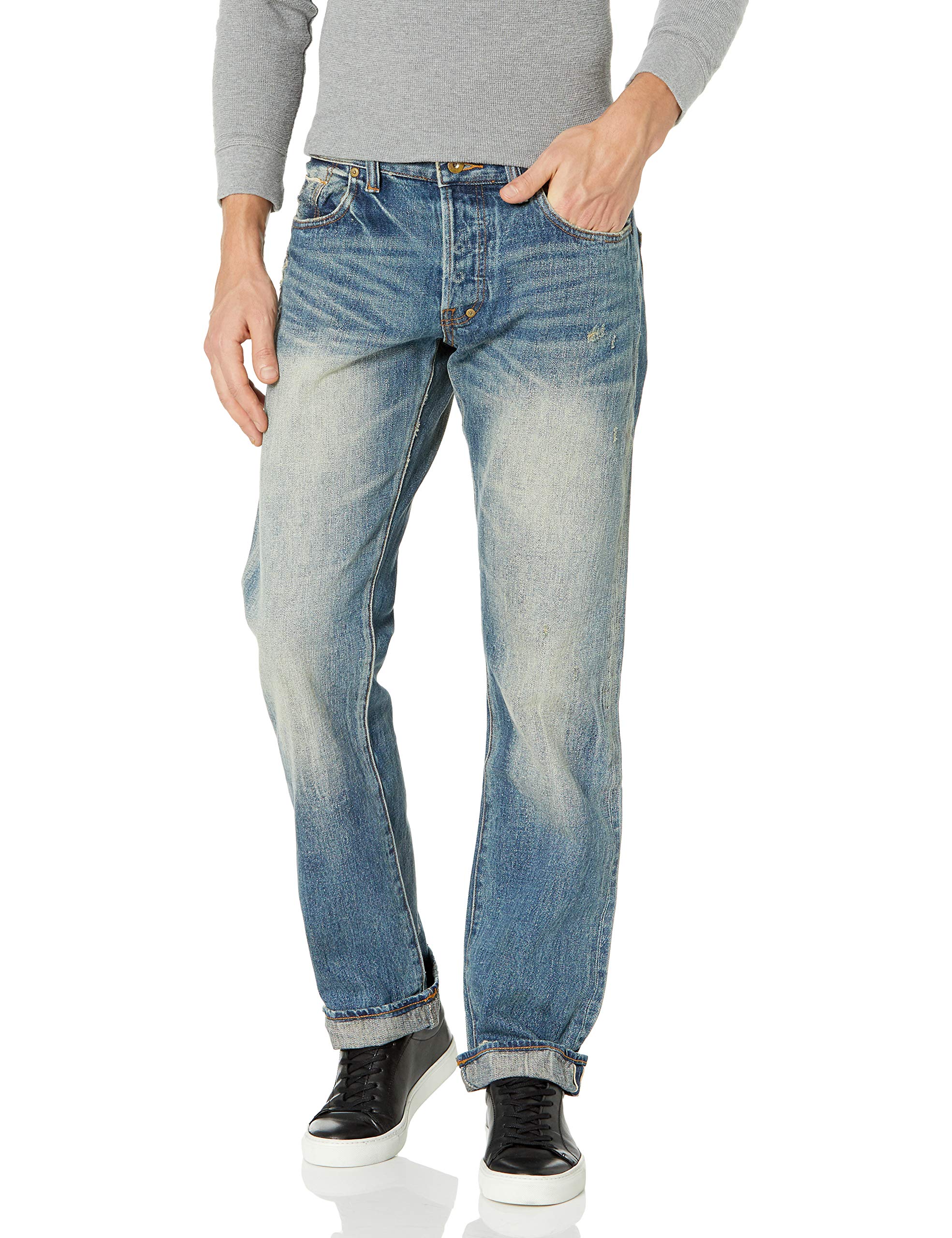 PRPS Goods & Co. Men's Barracuda Straight-Leg Indigo Selvedge Jeans - Premium Denim Pants for Casual Wear, Work & Everyday Outfits
