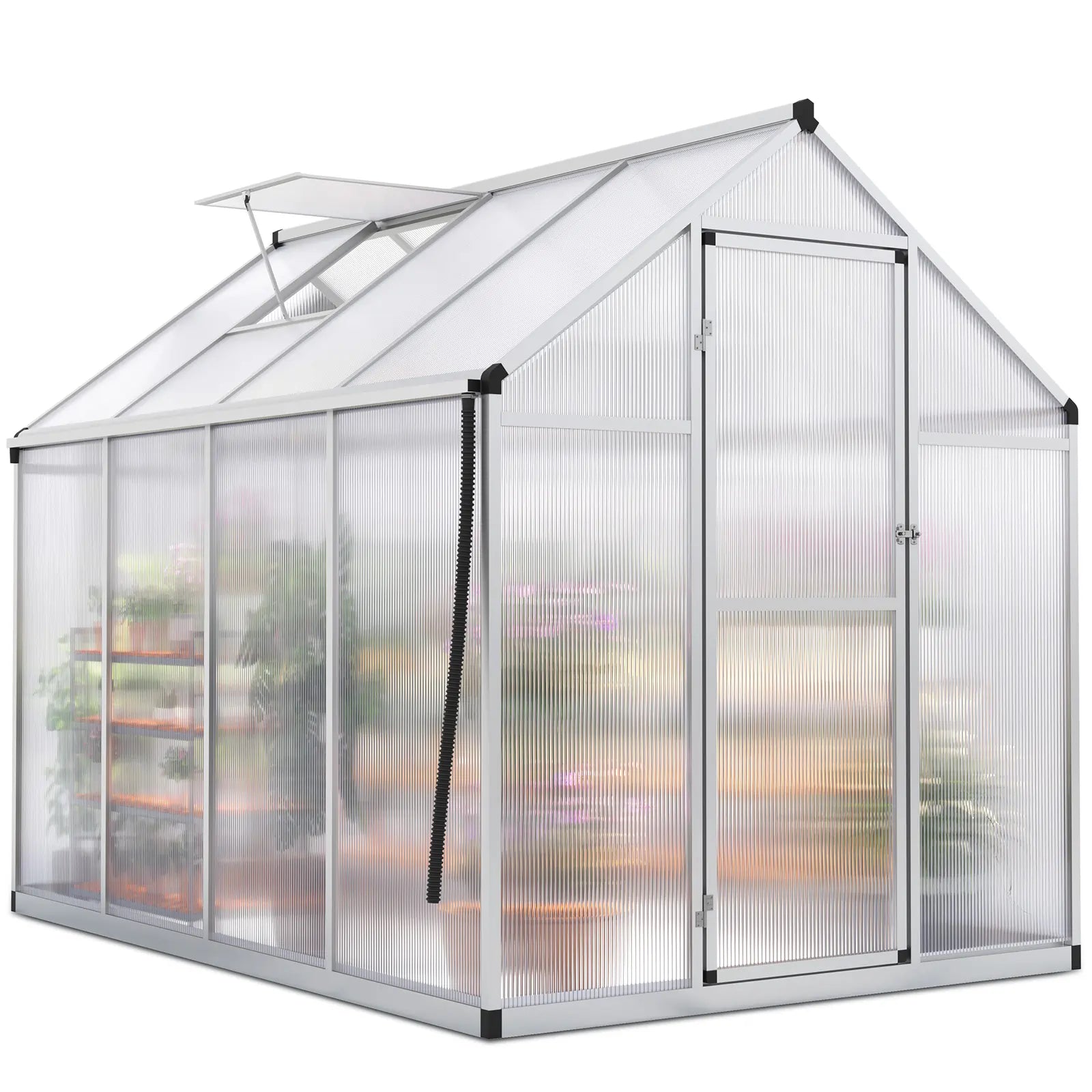Premium Walk-in Polycarbonate Greenhouse Kit - 6'x8' Sturdy & Weatherproof Backyard Garden Greenhouse for Year-Round Planting | Perfect for Vegetables, Flowers & Seed Starting