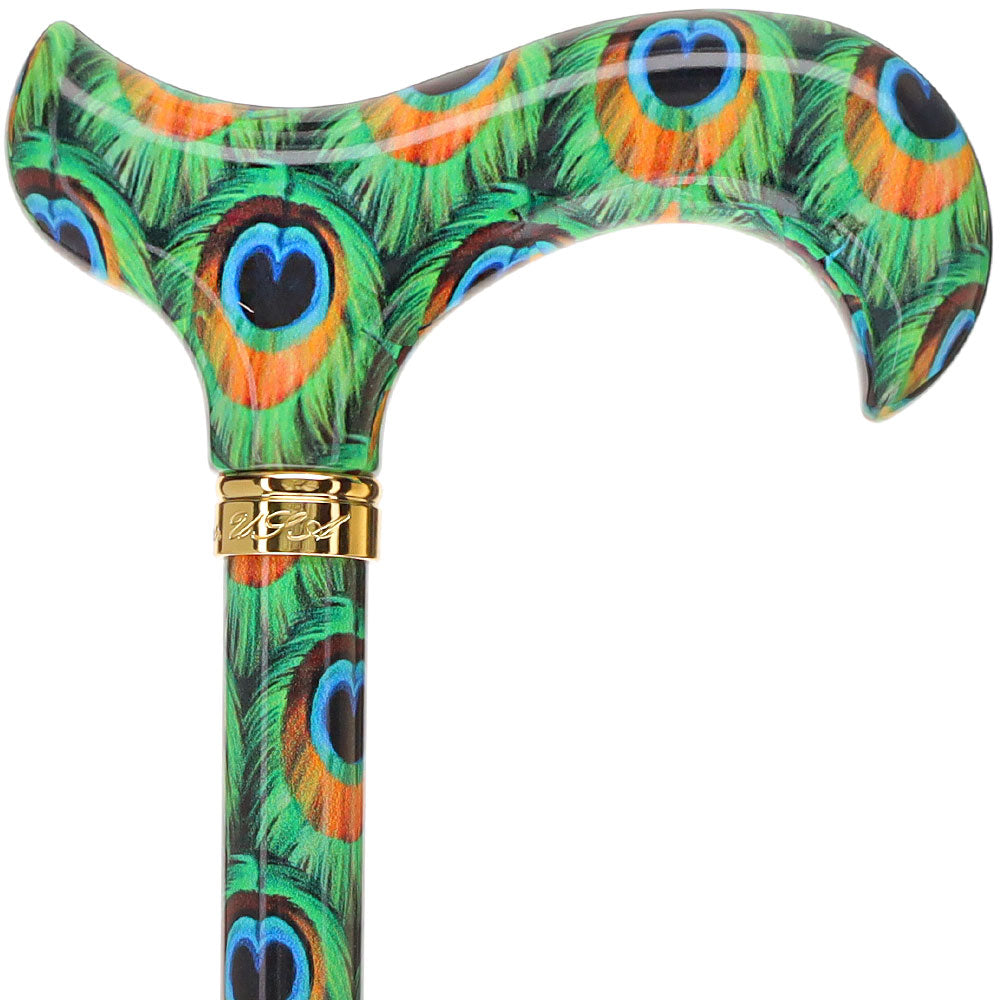 Stylish Adjustable Walking Cane with Ornate Peacock Handle - Comfortable Support for Seniors & Fashionable Mobility Aid for Outdoor Activities