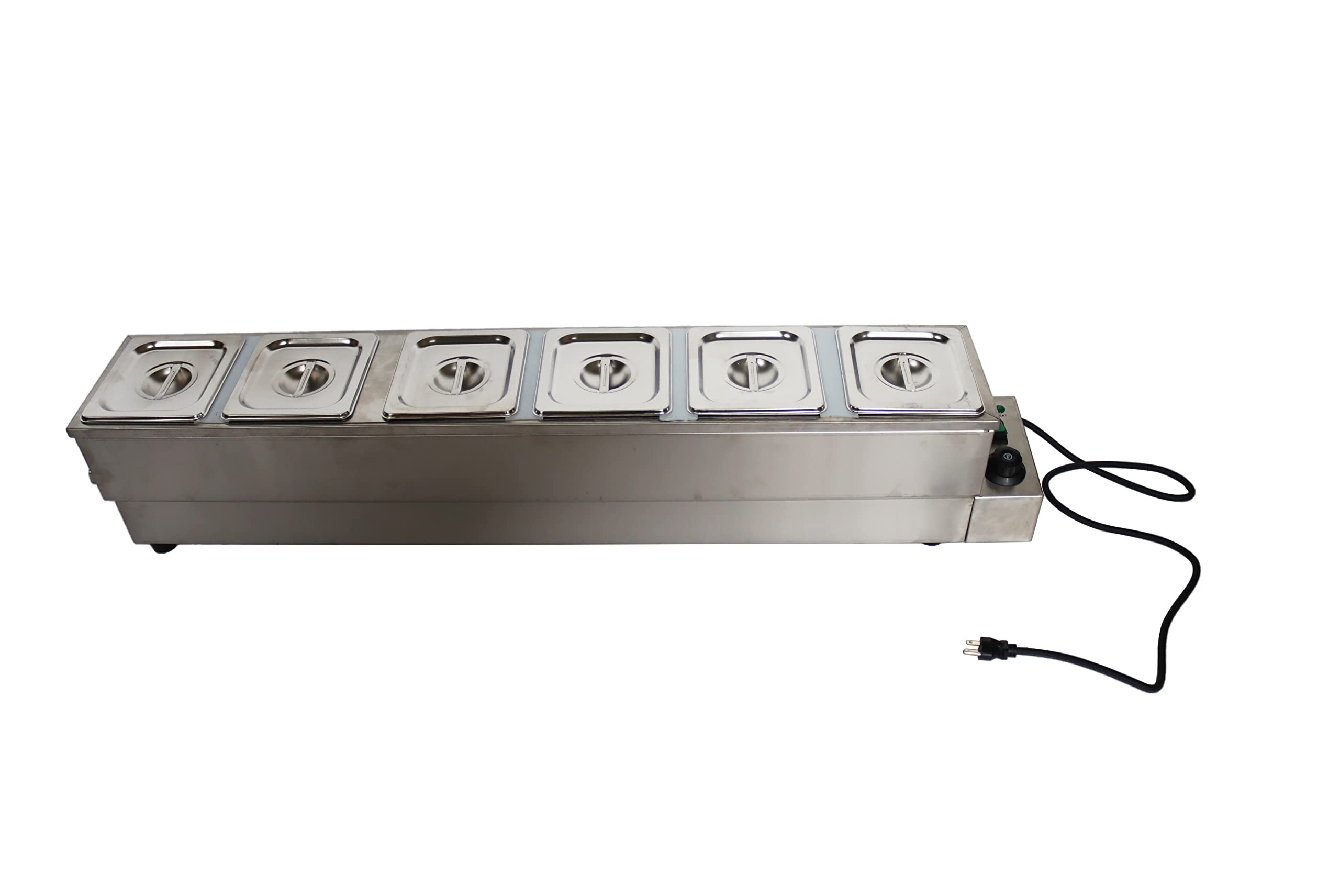 INTSUPERMAI Commercial 6-Pot Food Warmer with 6-Inch Deep 1/6 Pans - Countertop Bain Marie Buffet Heater for Soup, Steamer & Food Keeping - 110V Electric Steam Table for Restaurants, Catering & Canteens