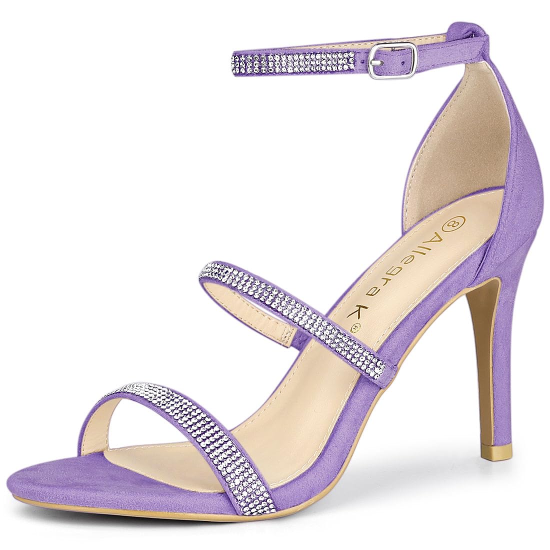 Allegra K Women's Rhinestone Ankle Strap Stiletto High Heel Sandals - Sexy Party Shoes for Weddings, Prom & Evening Events