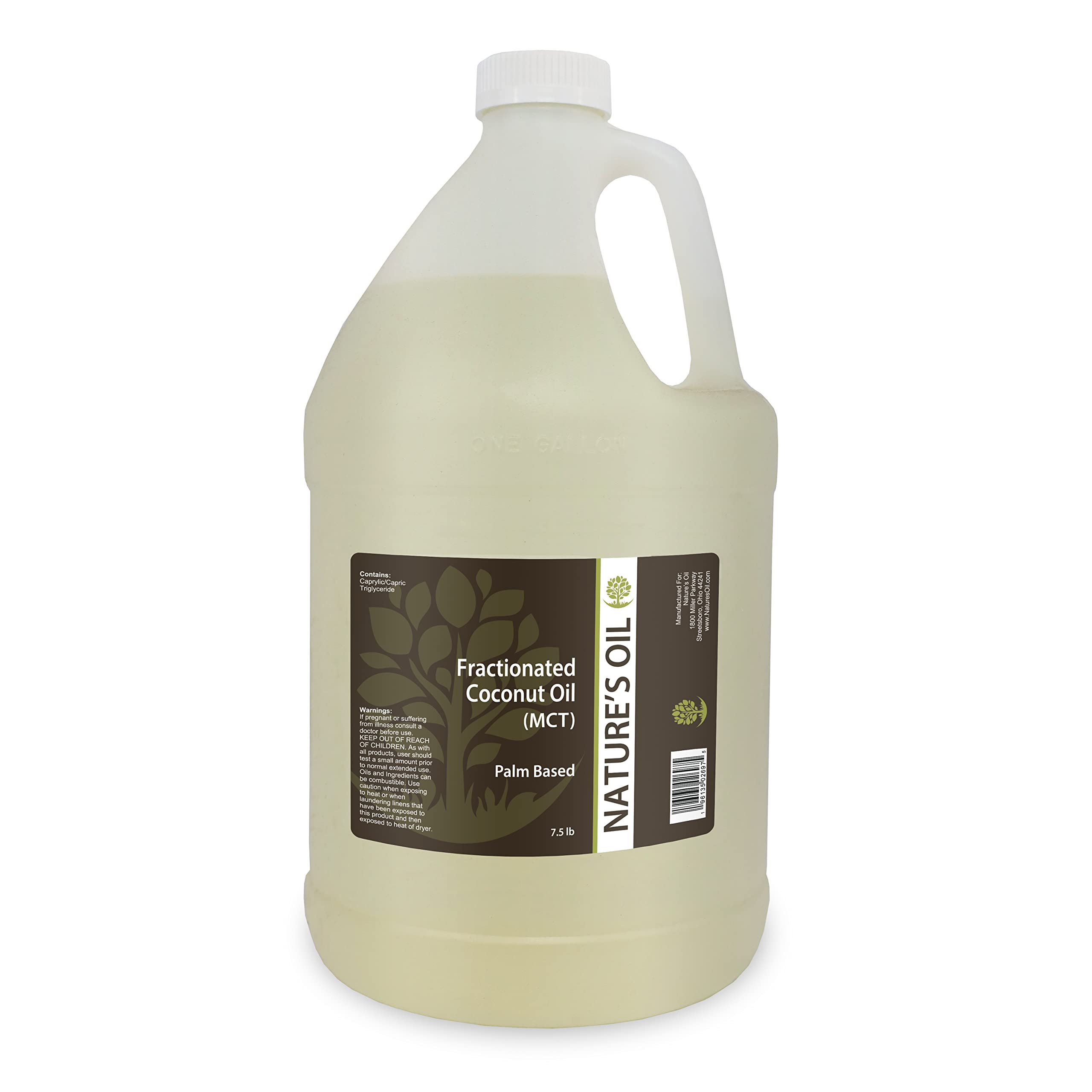 Nature's Oil Fractionated Coconut Oil (MCT Oil) - 1 Gallon for Massage, Essential Oil Dilution, Hair & Skin Moisturizer | Perfect for Aromatherapy, DIY Beauty Products & Natural Wellness Routines