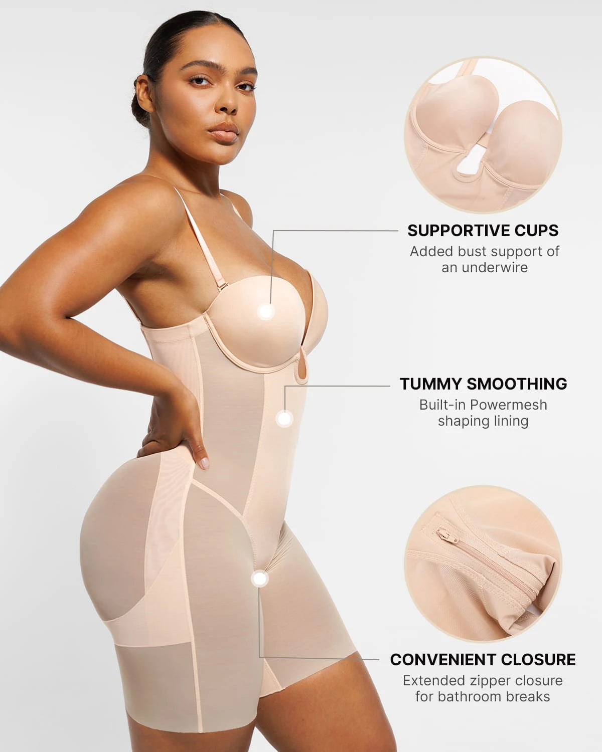 AirSlim® Deep Plunge Butt Lifting Shaping Bodysuit - Tummy Control Shapewear for Women, Seamless Body Shaper for Instant Curves - Perfect for Dresses, Parties & Special Occasions