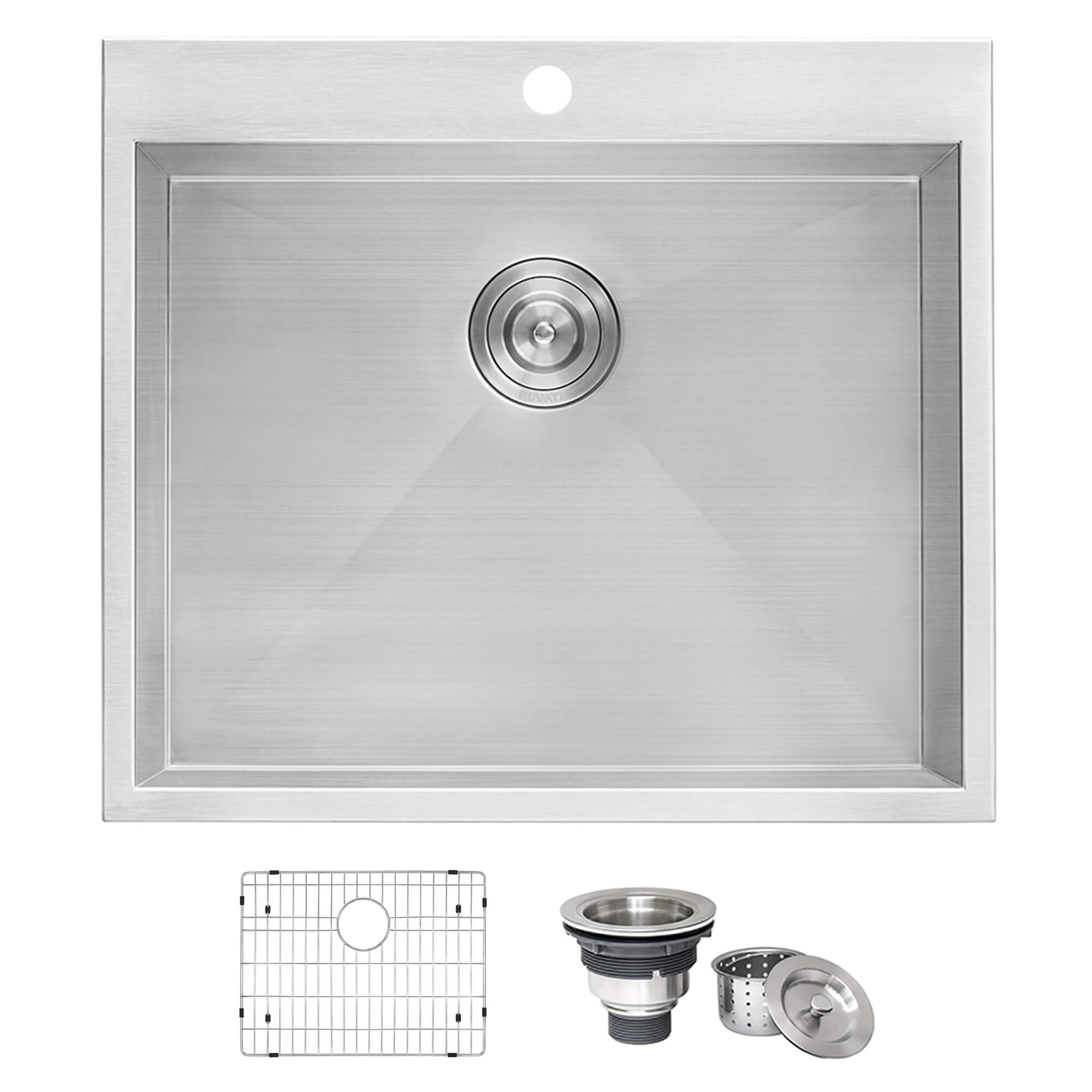 Ruvati 25 x 22 x 12 Inch Drop-in Topmount Stainless Steel Utility Sink - 16 Gauge Deep Single Bowl Laundry Room & RV Sink (Model RVU6010) - Perfect for Laundry Rooms, Basements, Garages & RV Camping