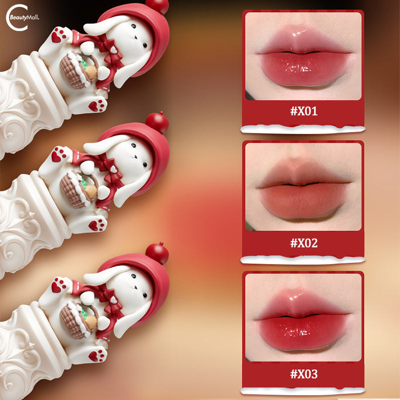CuteRumor Limited Edition Little Red Riding Hood Bunny Lipstick - Christmas Gift Set for Women, Moisturizing Matte Liquid Lipstick for Holiday Parties & Date Nights