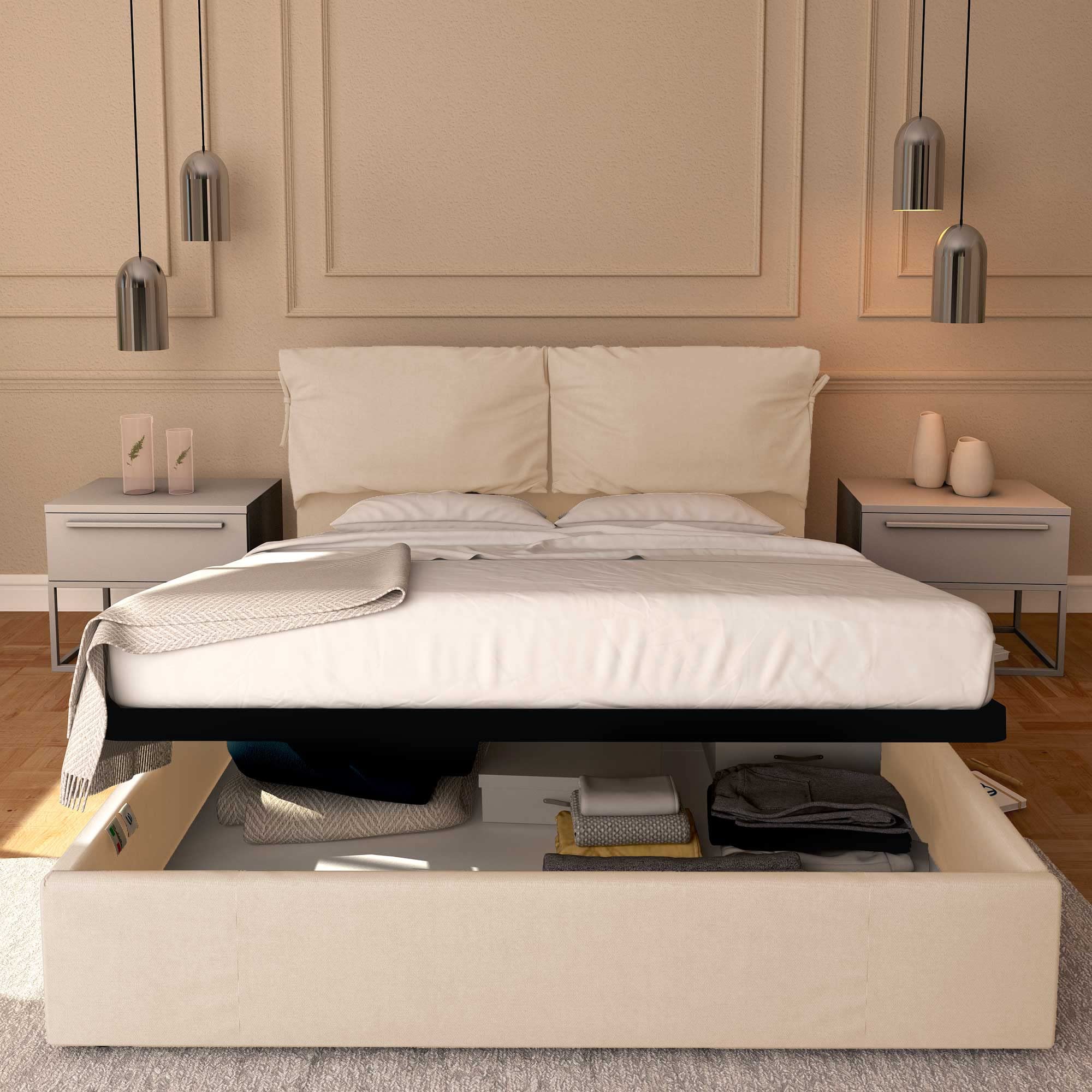 Baldiflex Single Bed with Storage - Licia Soft Synthetic Leather Upholstery, Slatted Base for Single Mattresses, 160 x 200 cm, Padded Headboard in White - Perfect for Small Bedrooms, Guest Rooms & Studio Apartments