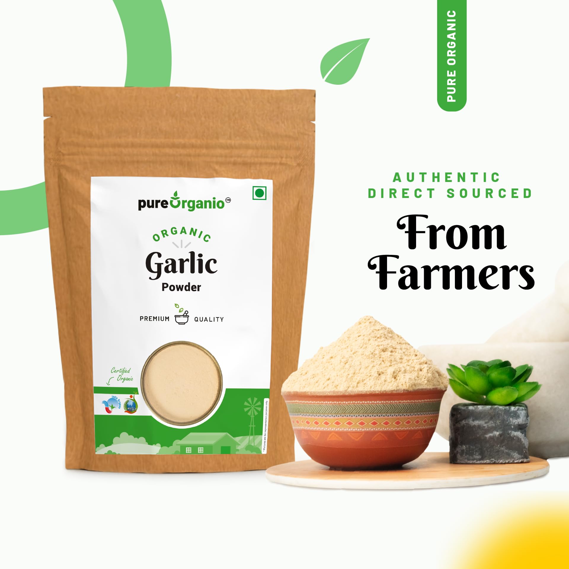 Organic Garlic Powder - NPOP Certified, Pure & Natural, 350g | Indian Origin | Perfect for Cooking, Seasoning & Health Benefits