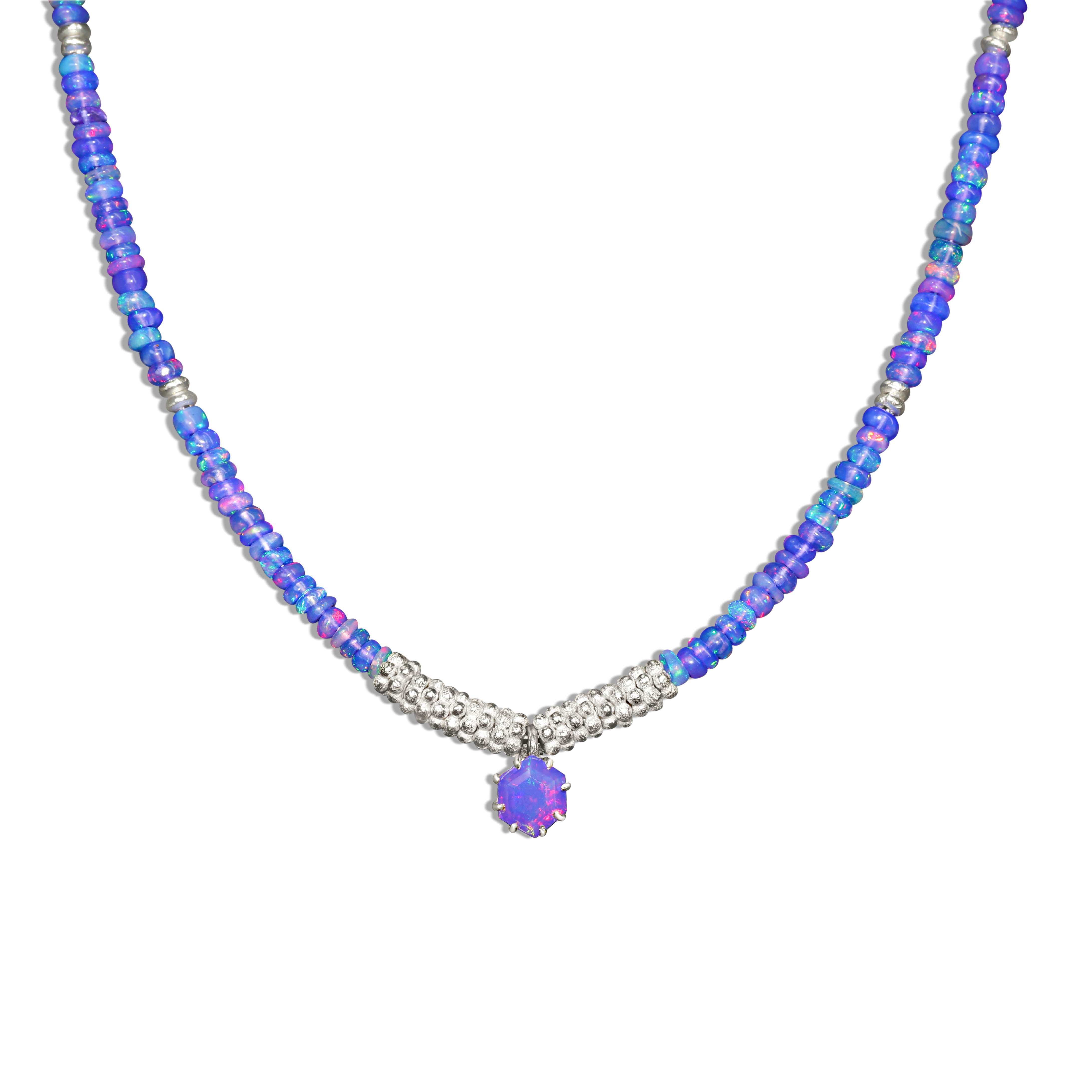 Natural Lavender Opal Charm Beaded Necklace for Women - Elegant Boho Jewelry Gift for Her - Perfect for Weddings, Date Nights & Special Occasions
