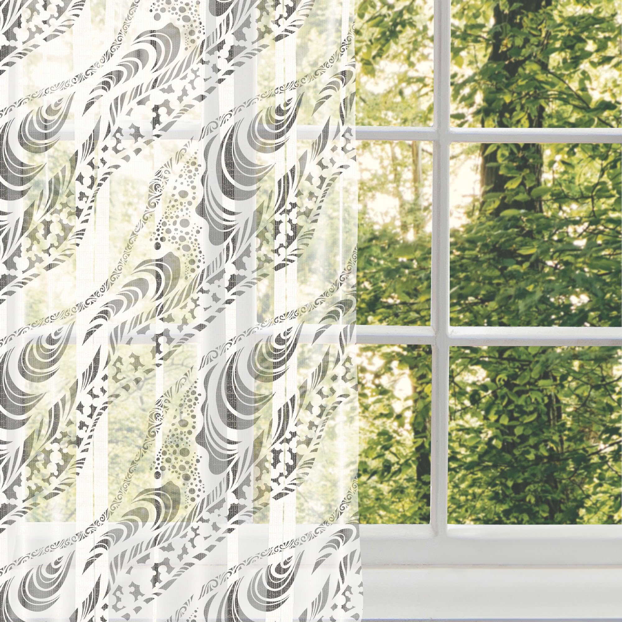 Ambesonne Abstract Animal Print Tulle Curtains - Black & White Zebra Panther Lion Design, Rod Pocket Sheer Drapes for Living Room Bedroom, 108