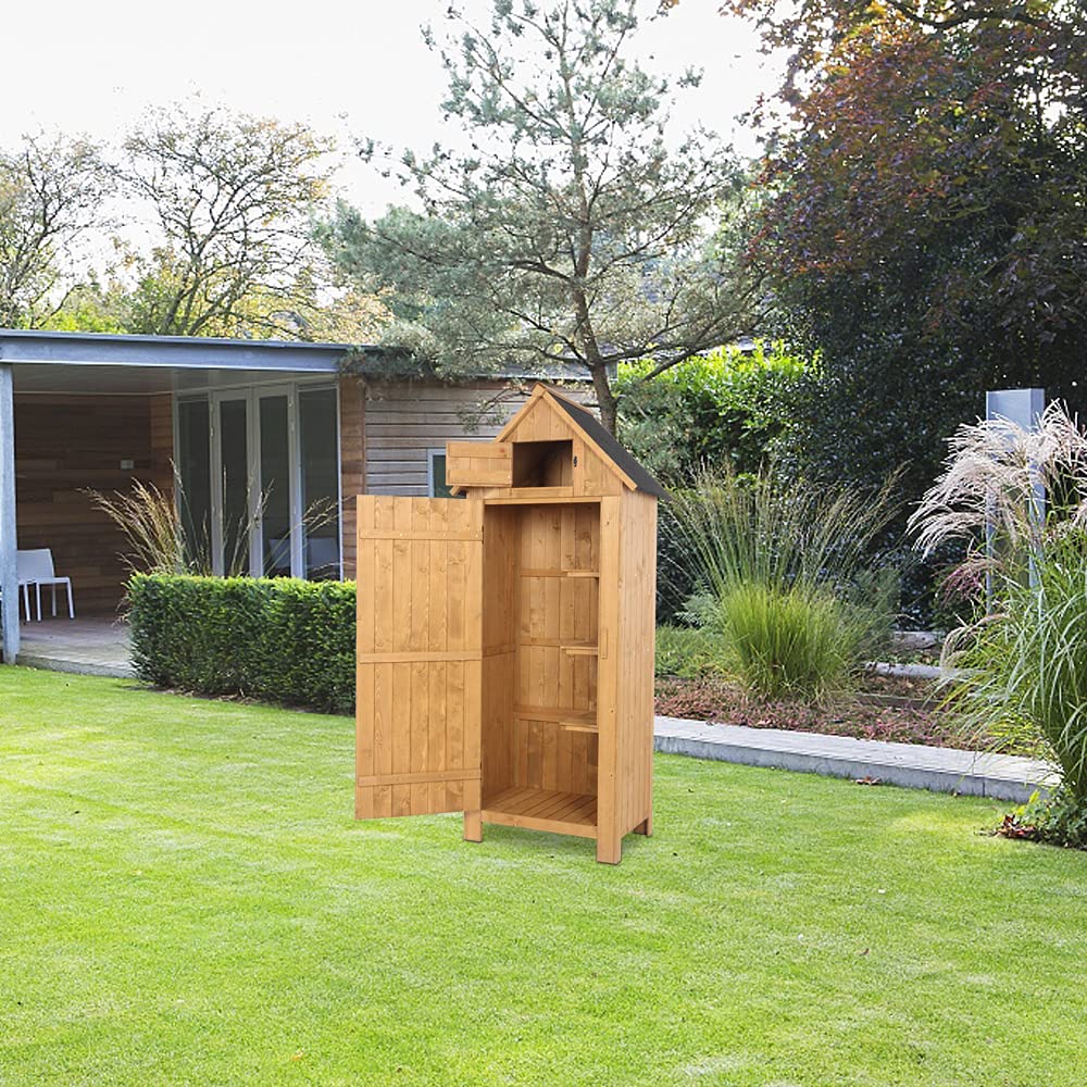 Premium Outdoor Storage Shed Cabinet - Durable Wooden Garden Shed Organizer with Fir Wood Construction | Perfect for Tool Storage, Backyard Organization & Patio Furniture Protection