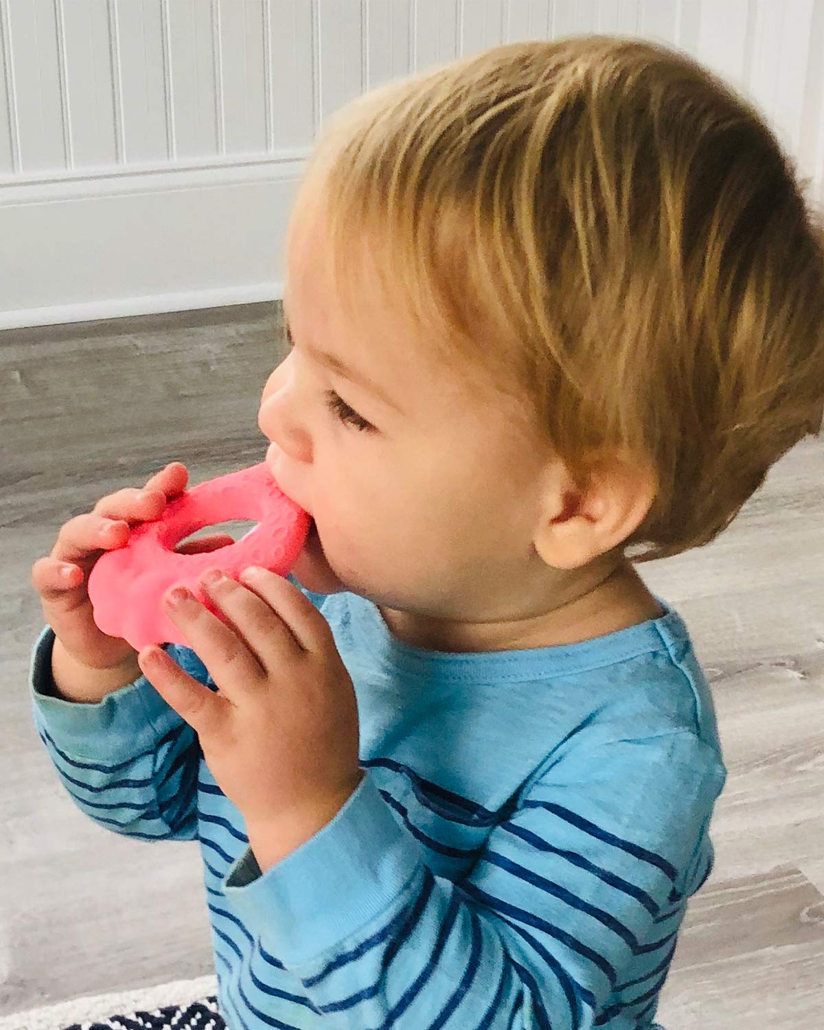 Lanco Toys 90519 Strawberry Teething Ring for Babies - Soothing Relief for Sore Gums, BPA-Free Infant Teether Toy - Perfect for Newborns & Toddlers During Teething, Travel & Playtime