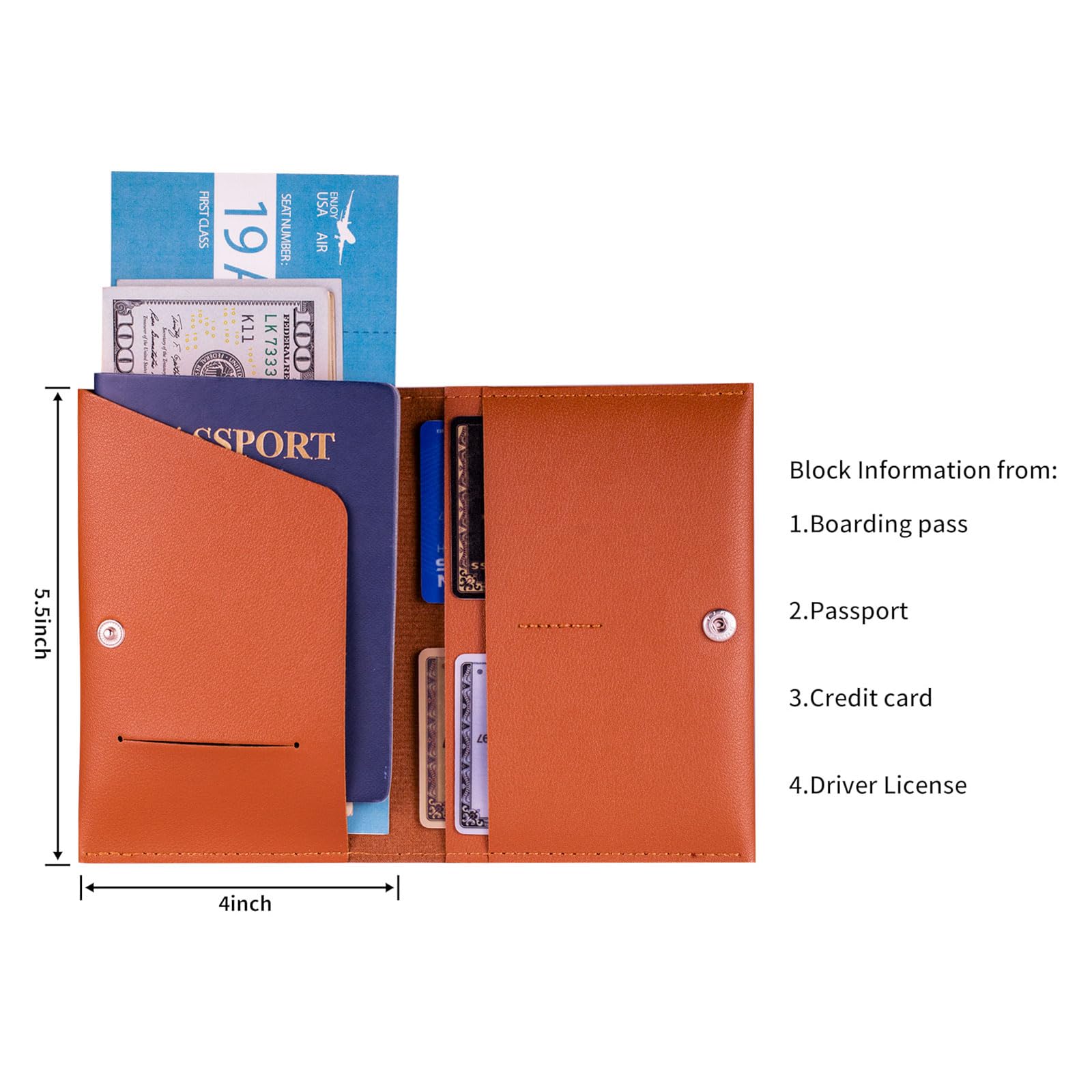 Premium RFID Blocking Passport Holder for Women & Men - Travel Wallet Cover with Multiple Card Slots - Ideal for Family Vacations & Business Trips (Brown & Black)