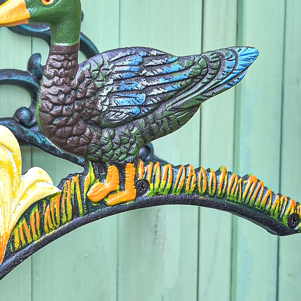 Heavy Duty Cast Iron Wall Mount Garden Hose Holder - Indoor Outdoor Water Hose Reel Hanger for Yard, Balcony & Garden Watering - Durable Water Pipe Storage Rack with Duck Design - Perfect for Organizing Garden Tools & Outdoor Watering Systems