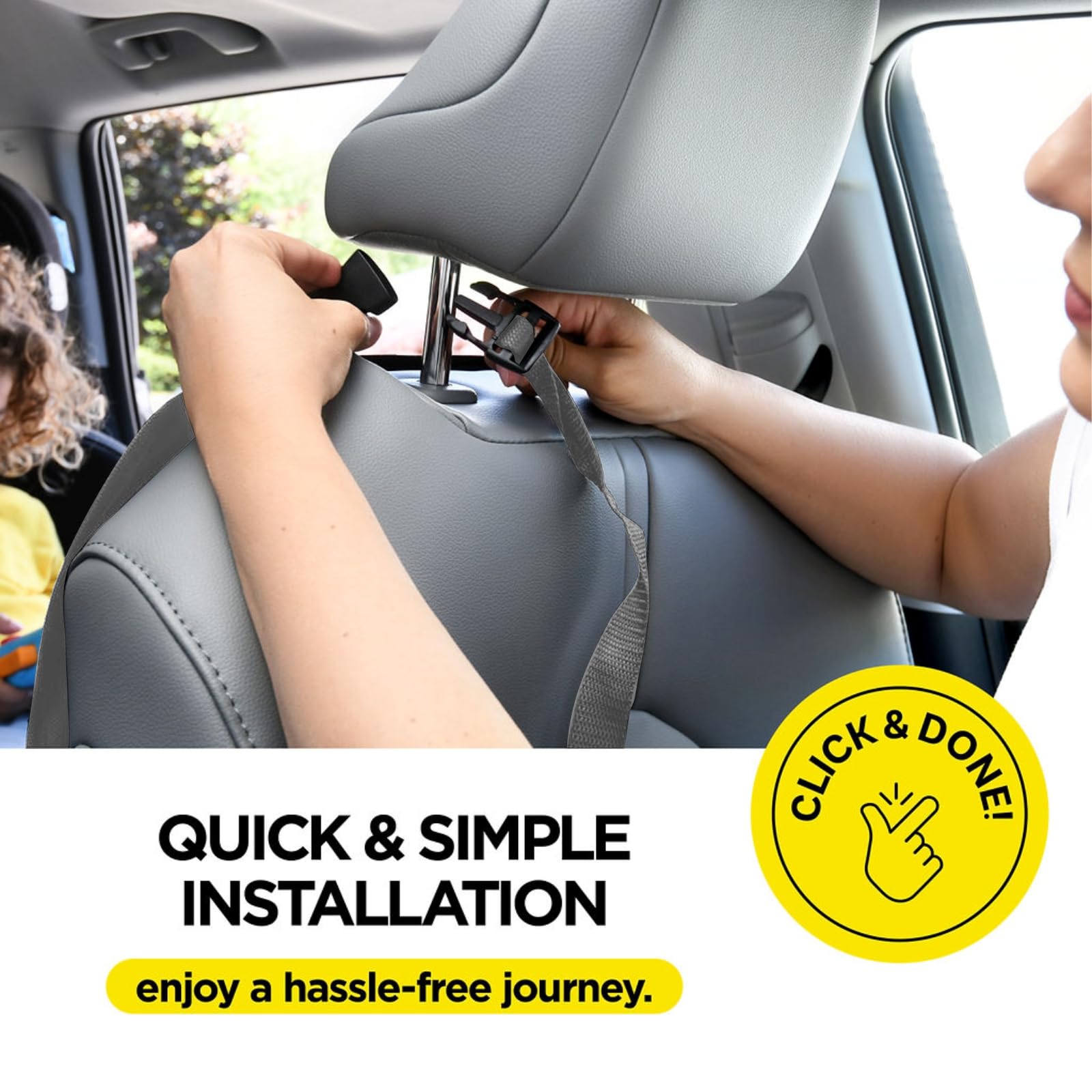 Lebogner 2-Pack X-Large Back Seat Cover for Kids with 3-Pocket Storage Organizer - Multifunctional Car Seat Protector for Vehicles, Prevents Dirt & Scuffs (Grey) - Perfect for Family Road Trips, School Runs & Pet Transport
