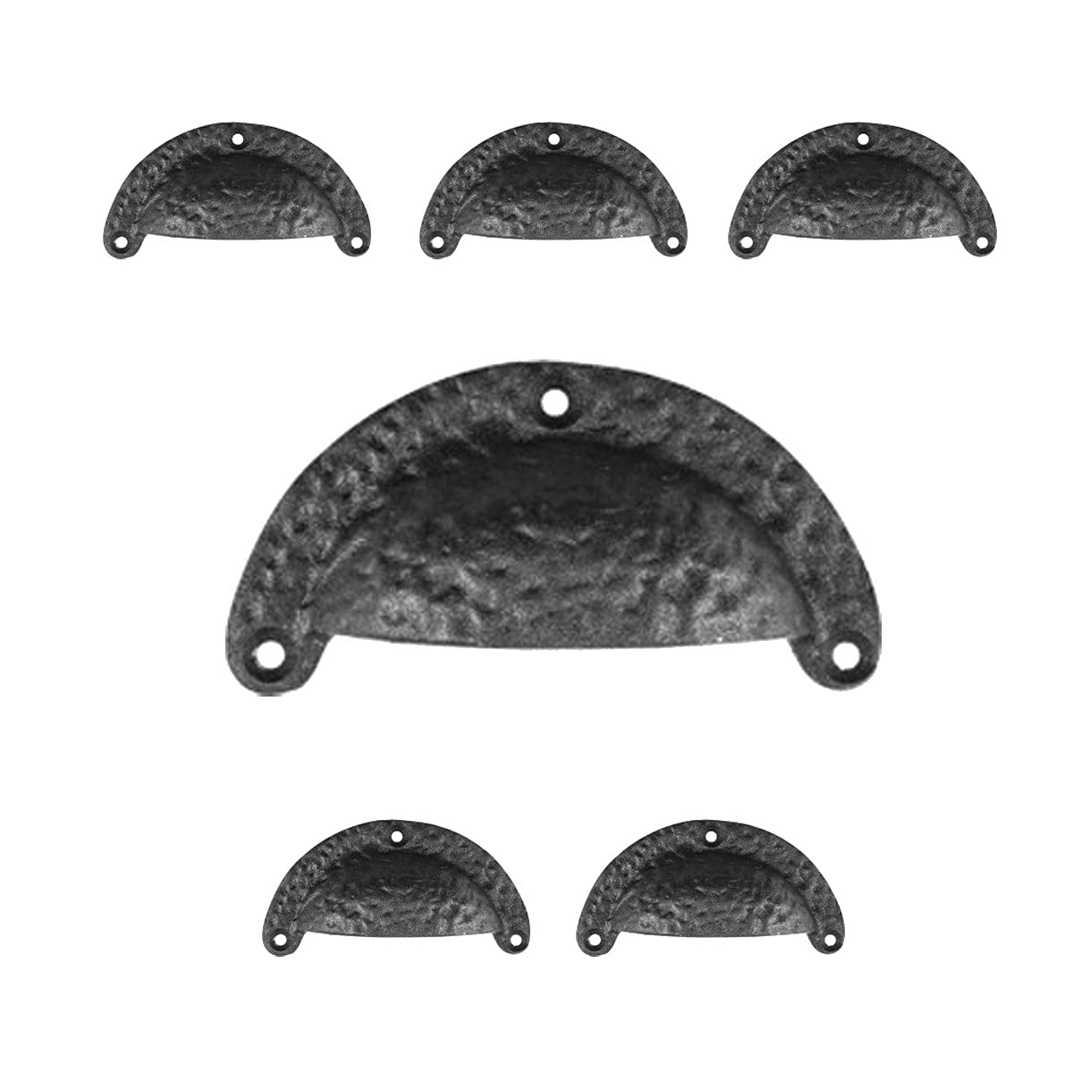 3.5 Inch Black Wrought Iron Cabinet Knobs & Drawer Pulls - Pack of 6 with Mounting Hardware | Vintage Style Kitchen & Bathroom Cabinet Handles for Home Renovation & DIY Projects