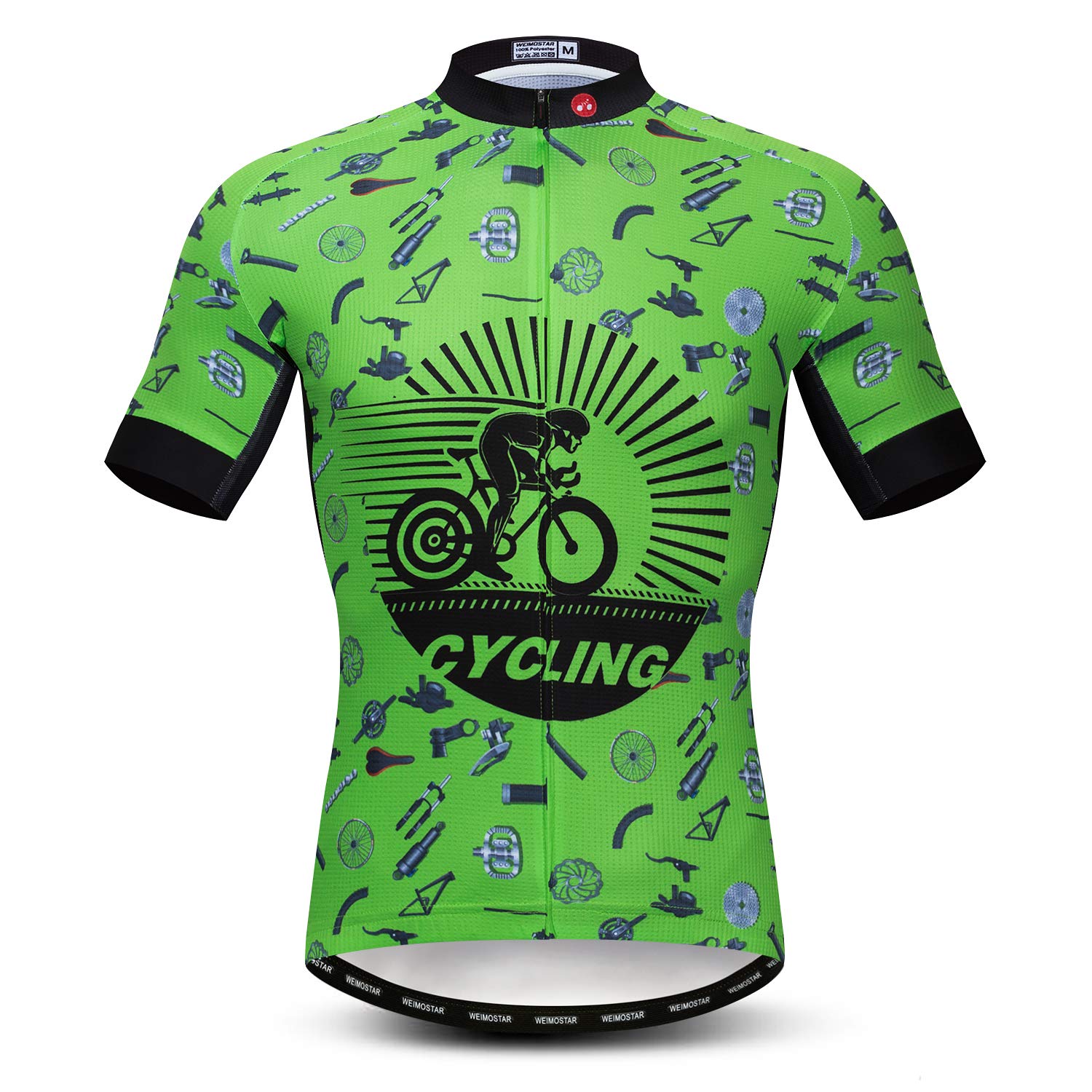 JPOJPO Men's Cycling Jersey - Breathable Short Sleeve Bike Shirt with 3 Back Pockets for Road Biking & Mountain Cycling - Moisture Wicking Bicycle Clothing for Summer Outdoor Sports