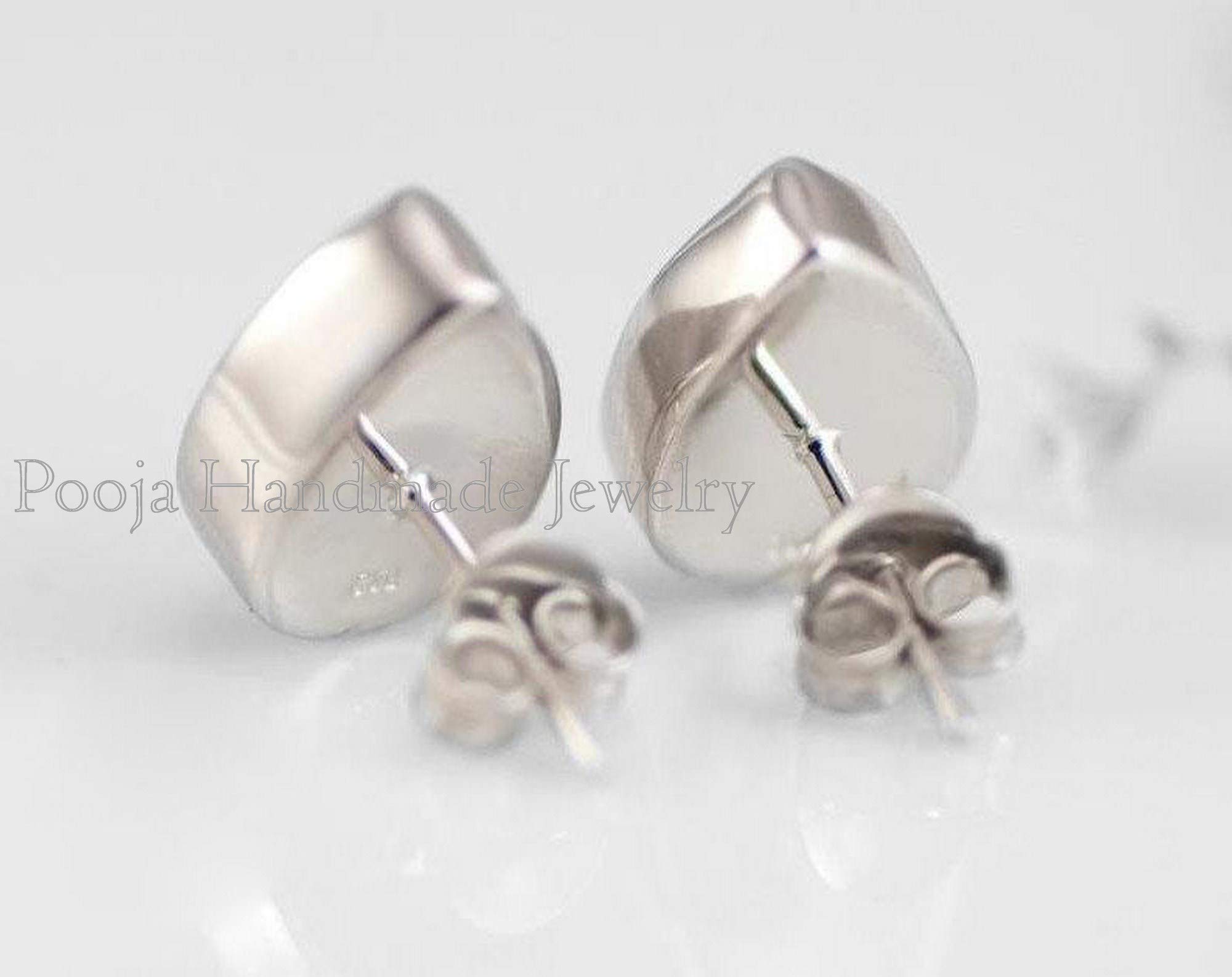 Handmade Rose Quartz Stud Earrings for Women - 925 Sterling Silver Teardrop Checker Gemstone Jewelry | Spiritual Healing, Meditation, Gift for Her, Birthday, Anniversary
