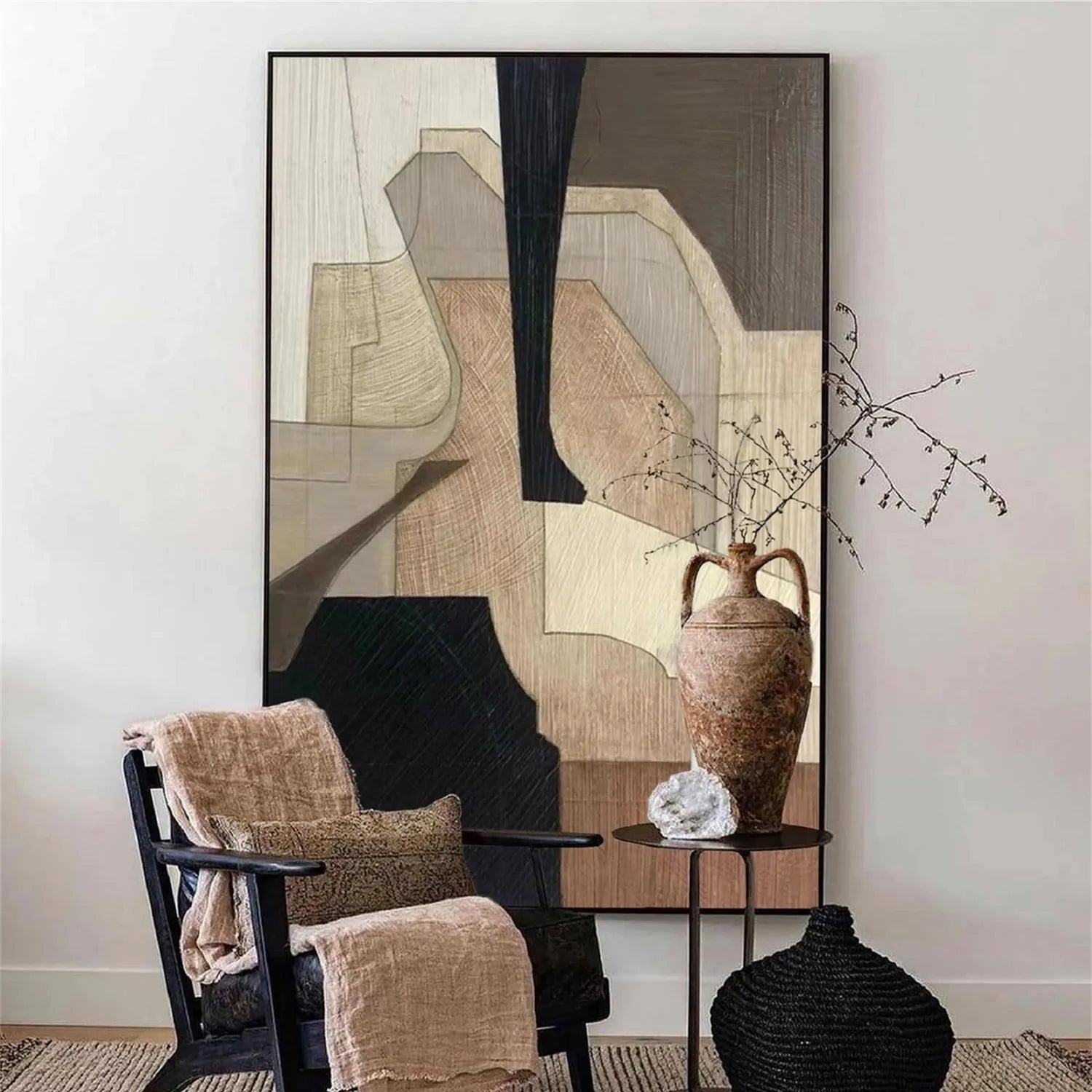 Abstract Painting #AB 195 - Modern Wall Art Decor for Living Room, Bedroom & Office - Unique Handmade Canvas Artwork
