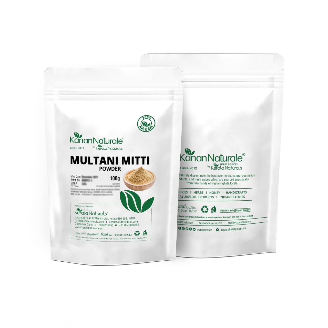Kerala Naturals Multani Mitti Powder (200g) - 100% Pure Clay for Glowing Skin & Acne Treatment | Best for Face Masks, Body Scrubs & Natural Skincare