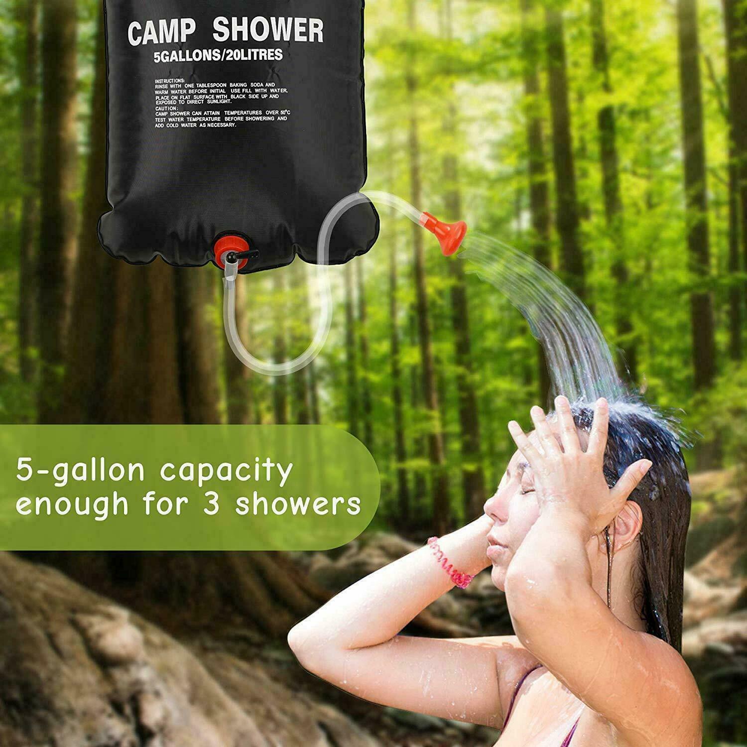 Portable Solar Shower Bag - Compact & Lightweight for Camping, Hiking, Beach & Outdoor Travel - Hot Water Heating System for Showering Anywhere