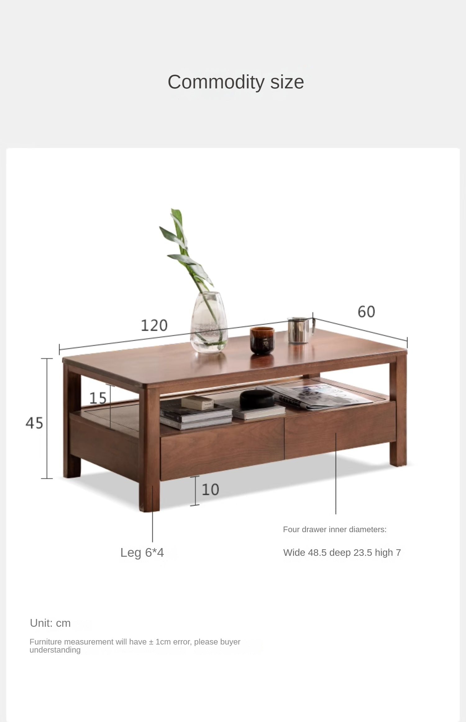 Solid Oak Wood Modern Minimalist Coffee Table - Scandinavian Style Living Room Furniture for Home Decor