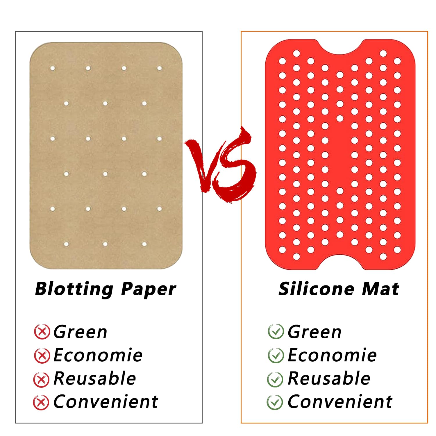 4-Piece Air Fryer Silicone Mat Set - Non-Slip Square Basket Liners, BPA-Free & Reusable Accessories for Air Fryer Cooking - Perfect for Roasting, Baking & Frying Healthy Meals