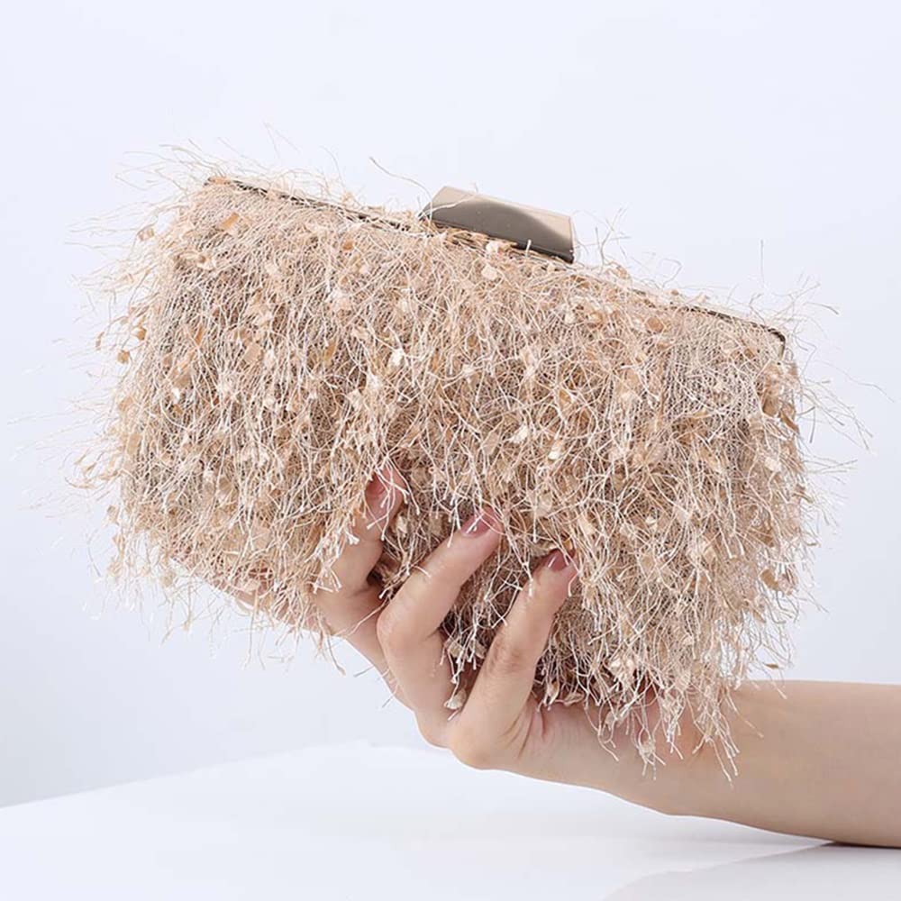 Elegant Women's Tassel Clutch Bag - Apricot Shoulder Purse for Wedding, Banquet & Evening Parties | Perfect for Formal Events, Date Nights & Special Occasions