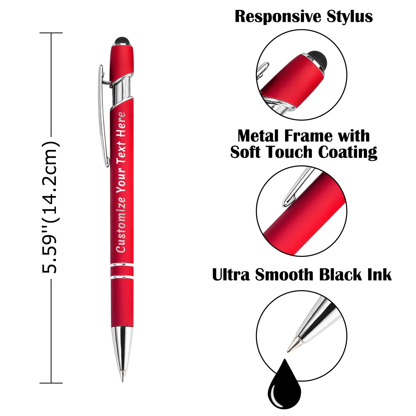 Aolun 216 Personalized Pens Bulk - Custom Engraved Stylus Pens with Soft Touch Metal, Name/Logo/Message Engraving - Ideal Graduation, Birthday, Boss & Teacher Gifts (Light Green) - Perfect for Office, School & Corporate Events