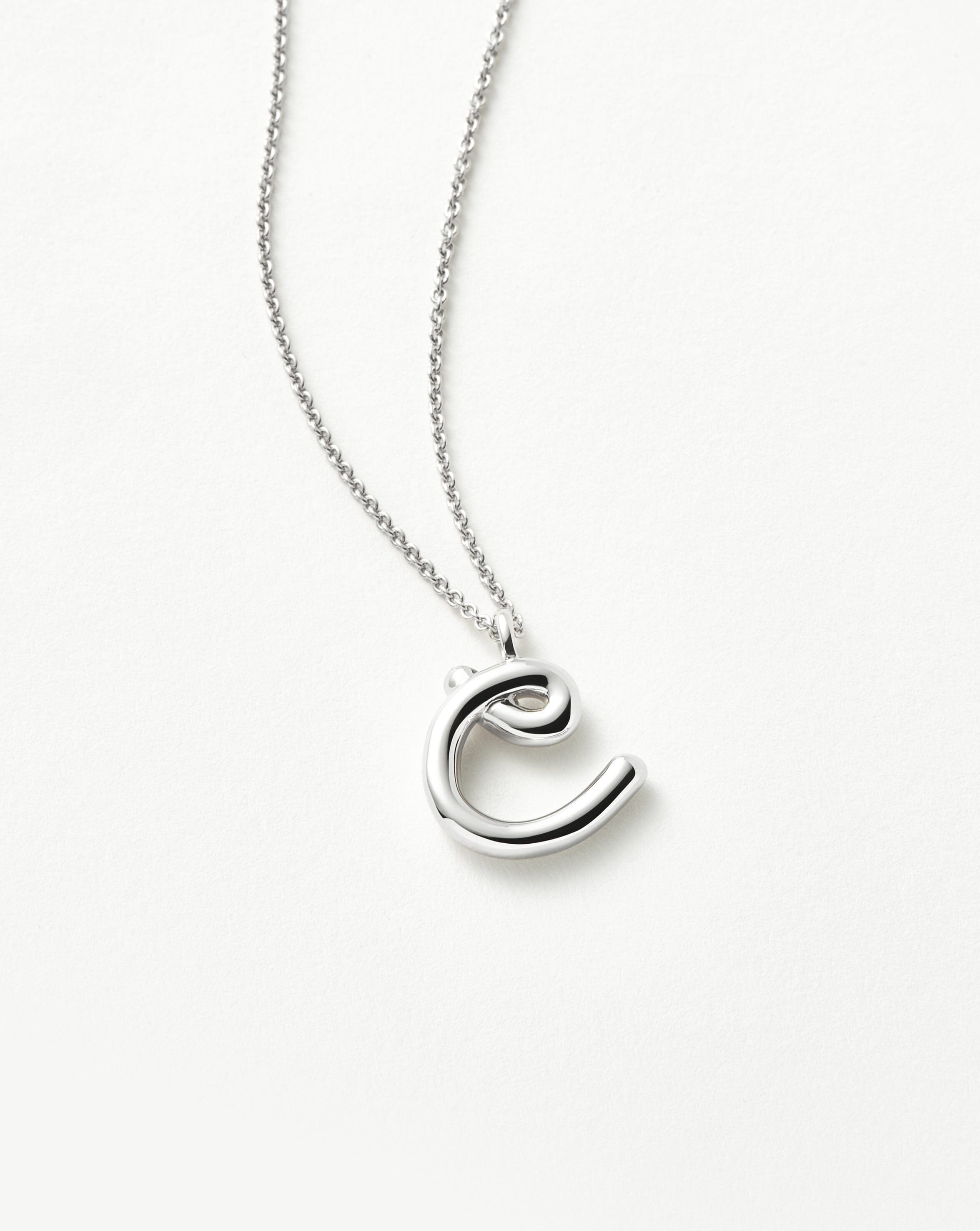 Curly Molten Initial Pendant Necklace - Personalized Sterling Silver Jewelry for Women | Gift for Her, Birthday, Anniversary, Valentine's Day