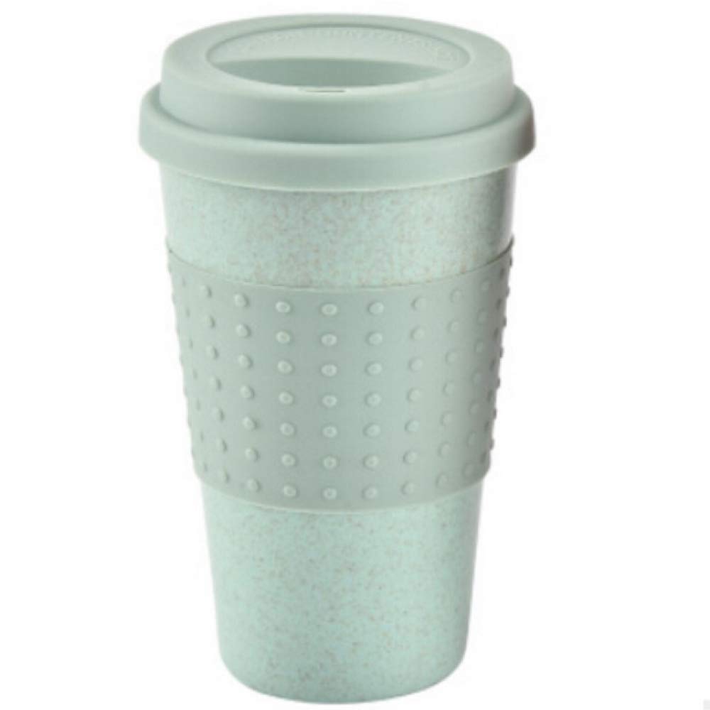 Eco-Friendly Wheat Straw Travel Mug with Silicone Lid - Reusable Coffee & Tea Cup for Hot/Cold Drinks - Perfect for Office, Camping, Hiking and Daily Commute