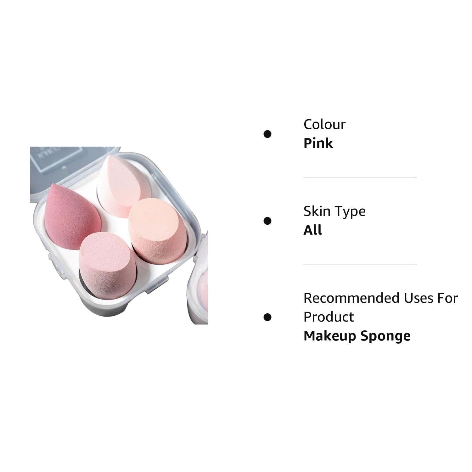 Miss Hot Ultra Soft Blender Makeup Sponge Set of 4 with Storage Box (Multicolor) - Perfect for Liquid & Powder Foundation, Concealer, and Cream Blending - Ideal for Professional Makeup Artists & Beauty Enthusiasts