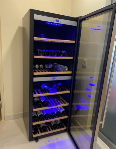 Farfalla FWC 126S3G 126 Bottle Wine Cooler Refrigerator - 270L Capacity, Dual Zone Cooling, Freestanding Design - Perfect for Home Bars, Restaurants, and Wine Cellars