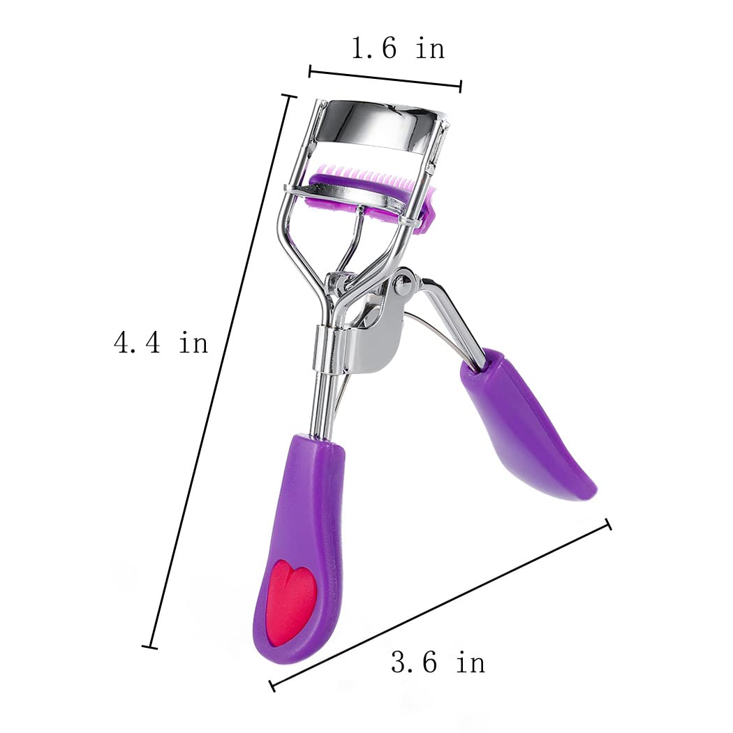 Premium Eyelash Curler with Comb & 2 Replacement Pads – Professional Lash Curling Tool for Women & Girls (Purple) – Perfect for Home, Travel & Salon Use