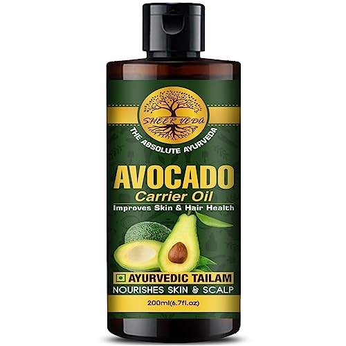 Sheer Veda Cold Pressed Hair Oil for Hair Growth & Scalp Massage - 100% Pure Avocado Oil - Promotes Healthy Hair & Shine - Perfect for Daily Hair Care & Relaxing Spa Treatments