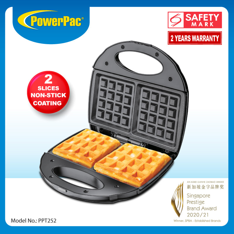 Non-Stick 2-Slice Waffle Maker with Adjustable Temperature - Perfect for Breakfast, Brunch & Family Gatherings (PPT252)