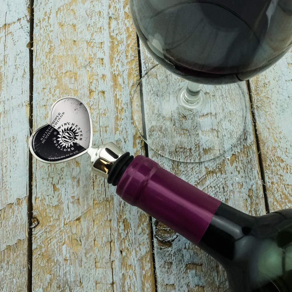Supernatural Brothers Winchester Heart Love Wine Bottle Stopper - Decorative Gift for Fans, Collectors & Wine Lovers - Perfect for Home Bars, Themed Parties & TV Show Memorabilia