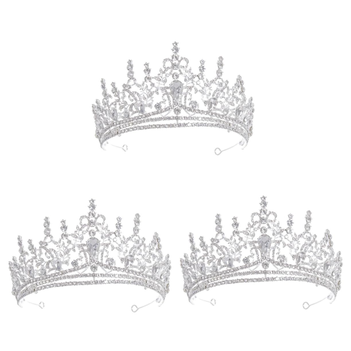 Beavorty 3pcs Rhinestone Crown Headband for Women - Elegant Wedding Tiara with Crystals, Vintage Princess Headdress for Bride, Bachelorette Party & Banquet Hair Accessories | Perfect for Weddings, Prom, Pageants & Special Occasions