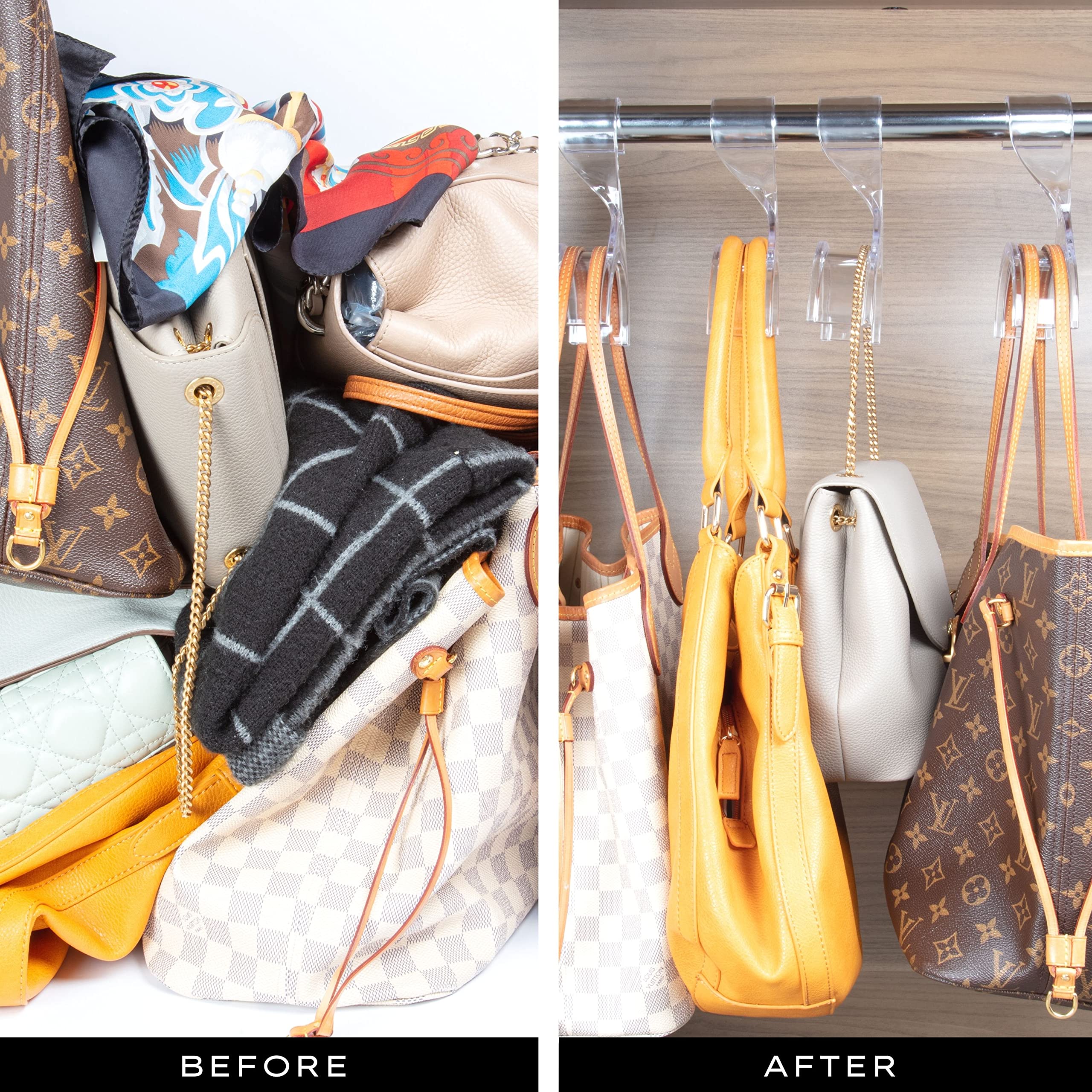Premium Acrylic Handbag Hangers 10-Pack - Protect & Organize Luxury Purses - Non-Slip Shoulder Bag Hooks for Closet Display - Durable Purse Organizer with Handle Support - Perfect for Closet Organization, Boutique Storage & Handbag Collection Display