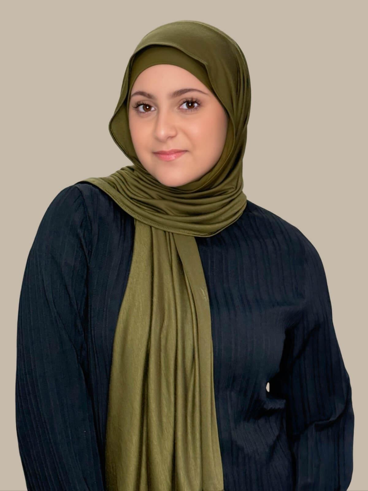 Premium Jersey Hijab for Women - Soft & Breathable Olive Green Scarf - Perfect for Daily Wear, Work, and Special Occasions