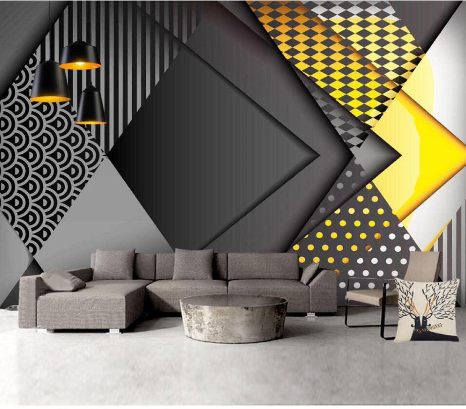 Minimalist Geometric 3D Wall Murals - Nordic Style Wallpaper for Bedroom, Living Room & TV Wall Decor (78.7