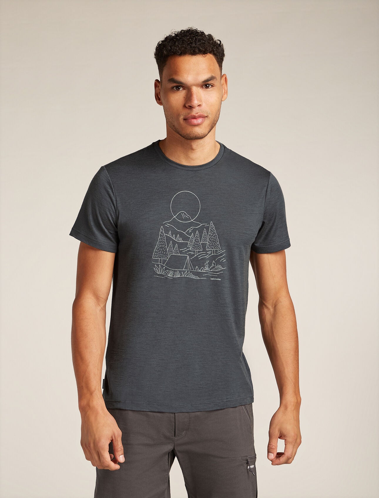 Icebreaker Merino 150 Tech Lite III Short Sleeve T-Shirt for Men - Sunset Camp Color | Lightweight, Breathable & Odor-Resistant Merino Wool Base Layer | Perfect for Hiking, Camping & Outdoor Adventures