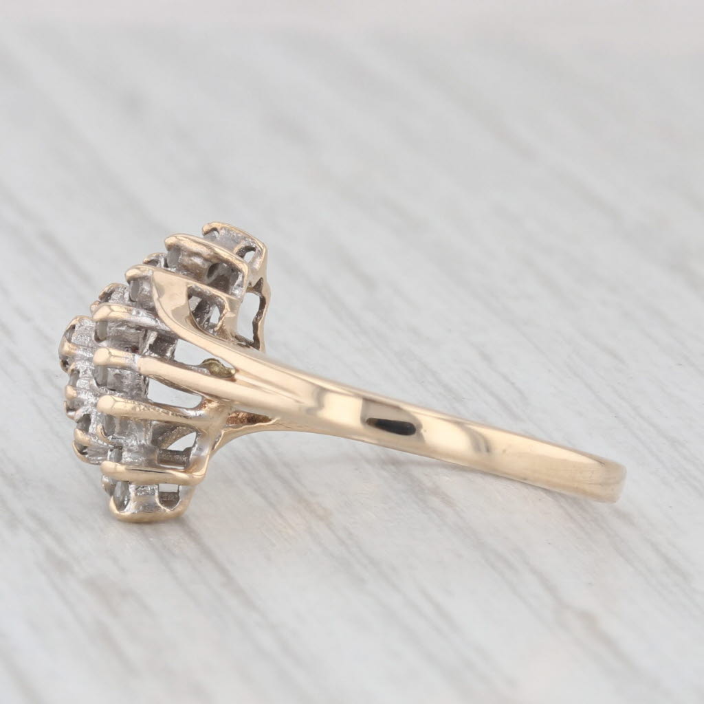 0.25ctw Diamond Cluster Ring in 14k Yellow Gold - Size 6.25 Bypass Design for Women | Elegant Wedding, Engagement & Anniversary Jewelry Gift