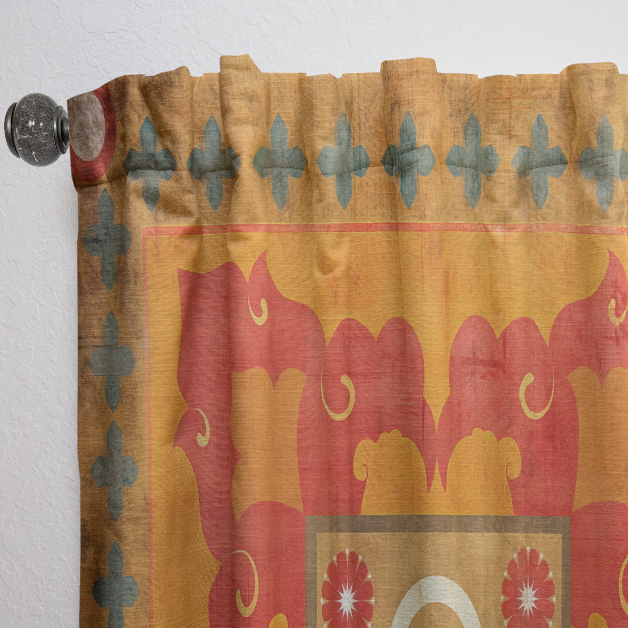 DesignQ Moroccan Orange Tiles Collage III Thermal Insulated Curtain Panel - 52x108 Inches - Bedroom & Living Room Window Drapes for Energy Efficiency & Privacy