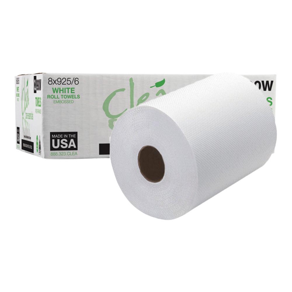925 Silver Recycled White Hand Towels Roll (6-Pack) - Premium Soft & Absorbent for Bathroom, Kitchen, Spa & Gym Use