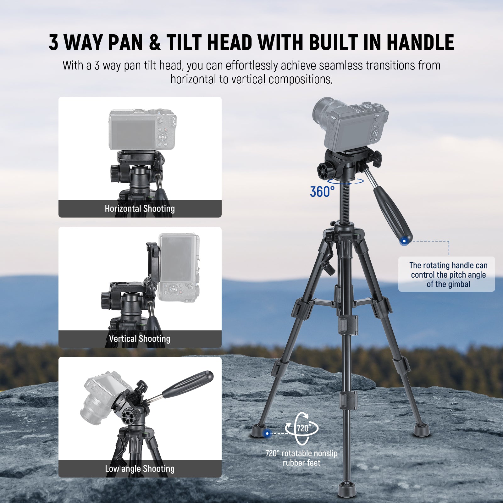 NEEWER BASICS TP02 Compact Desktop Mini Tripod Stand for Smartphones, DSLR Cameras & Action Cameras - Perfect for Vlogging, Live Streaming & Photography at Home or Office