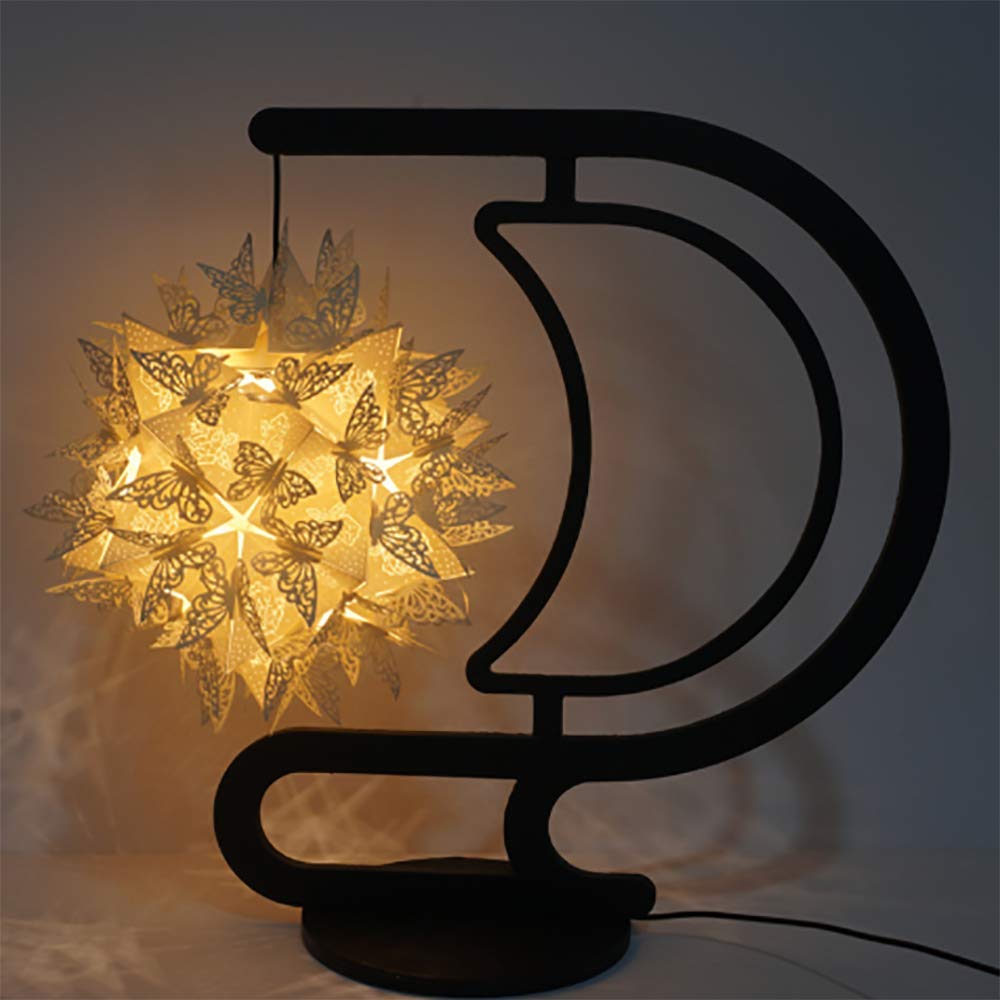 3D Paper Carving LED Lamp - DIY Butterfly Black Art Lighting for Home Decor, Bedroom & Nightstand | Handmade Paper Art Gift with Warm White Light (Perfect for Romantic Ambiance, Wedding Decor & Cozy Bedside Lighting)
