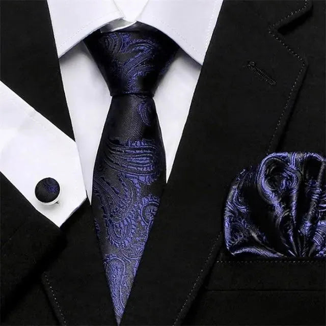 Premium Jacquard Woven Silk Necktie Set for Men - Elegant Formal & Business Attire - Perfect for Weddings, Office & Special Occasions